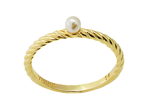 AB 1879 Anel da Felicidade nº5 Aliança Fina Aro Torcido Com Micro Pérola BRUNA Semijoias