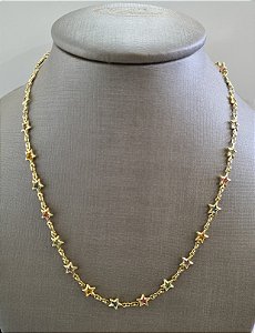 CE 0110 Corrente Estrela Cristais Colorido BRUNA Semijoias