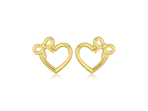 BB 3150 Brinco Coração Com Laço Vazado 1,1CM BRUNA Semijoias