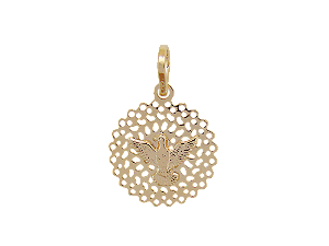 MB 1107 Medalha Espirito Santo Redonda Vazada 1,6CM BRUNA Semijoias