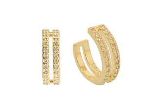 BB 2908 Brinco Piercing Duas Fileiras Zircõnias BRUNA Semijoias