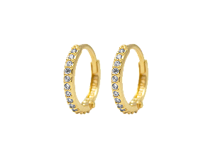 BB 3062 Brinco Argola Cravejada Na Frente 1CM BRUNA Semijoias