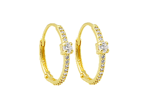 BB 3091 Brinco Argola Cravejada Com Zircõnia 1,8CM BRUNA Semijoias