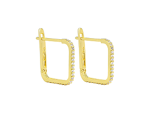 BB 3125 Brinco Argola Quadrada Cravejada Na Frente 12mm BRUNA Semijoias