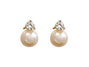 BB 1982 Brinco Solitário de Zirconia 6mm Com Pérola 12mm BRUNA Semijoias