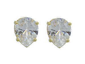 BB 2853 Brinco Gota Zircônia Cristal 1CM BRUNA Semijoias