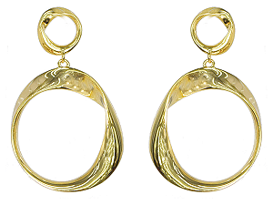 BB 2981 Brinco Redondo Torcido Liso Pendurado 4CM BRUNA Semijoias