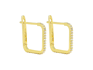 BB 3126 Brinco Argola Quadrada Cravejada 1,5CM BRUNA Semijoias