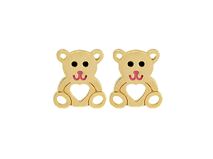 BB 3121 Brinco Urso 9mm Com Resina Tarraxa Baby BRUNA Semijoias