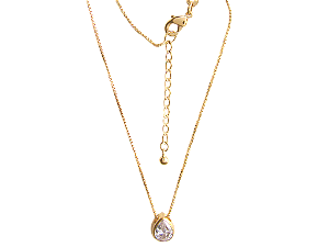 GB 0156 Gargantilha 40 P/45CM Gota Zircõnia 1CM BRUNA Semijoias