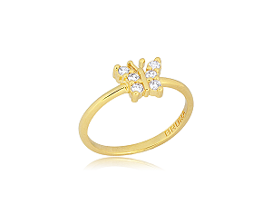 AB 1898 Anel Infantil Borboletinha Cravejada BRUNA Semijoias