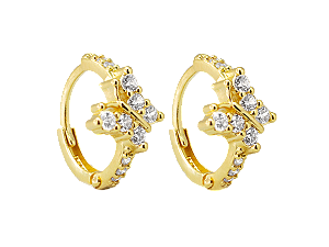 BB 3108 Brinco Argola Infantil 1,2CM Borboleta Cravejada BRUNA Semijoias