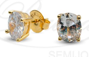 BB 3281 Brinco Solitário Zircônia Oval 1CM BRUNA Semijoias