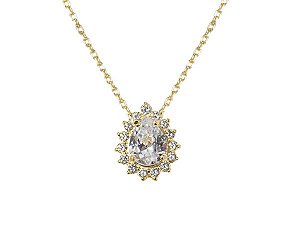 GB 0316 Gargantilha Gota Zircõnia Cravejado Na Volta 1,3CM (40 P/ 45CM) BRUNA Semijoias