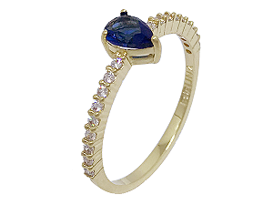 AB 1755 Anél Cravejado Com Gota Azul Escuro 0,7CM BRUNA Semijoias