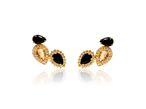 BB 3245 Brinco 3 Gotas Preto/Caramelo 2CM BRUNA Semijoias