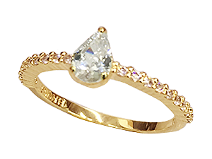 AB 1766 Anel Zirconias Com Gota Zirconia Cristal 7mm BRUNA Semijoias