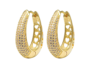 BB 3066 Brinco Gota Cravada Zircônia 2,5CM BRUNA Semijoias