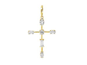 MB 1303 Medalha Cruz Com Zirconias 3,7CM BRUNA Semijoias