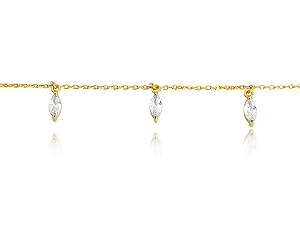 BT 0007 Tornozeleira Navetes Cristal Pendurada 25CM BRUNA Semijoias