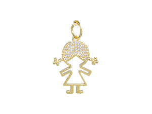 MB 1295 Medalha Menina Cravejada 2,2CM BRUNA Semijoias