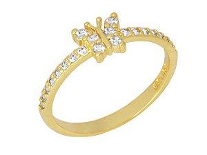 AB 1885- Anel Mini Borboleta Zircônias BRUNA Semijóias