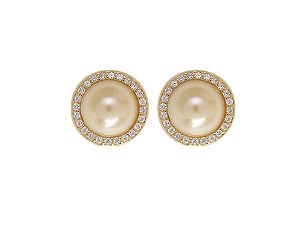 BB 2549 Brinco 14mm c/ Meia Pérola 10mm Cravejado Envolta BRUNA Semijóias