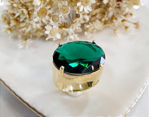 AB 1975 Anel Suellen Pedra Verde 2x1,5cm BRUNA Semijóias