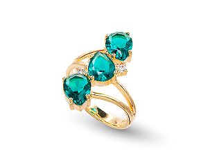 AB 1992 Anel 3 gotas zirconias azul BRUNA Semijoias