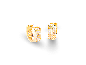 BB 3399 Brinco Argola quadrada zirconia 1CM BRUNA Semijoias