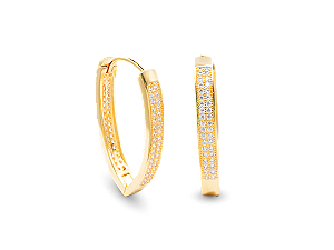 BB 3400 Brinco argola V 3cm cravejado zirconia BRUNA Semijoias