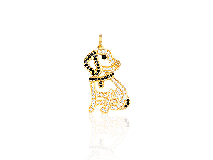 MB 1357 Medalha Cachorro Cravejado Zirconia 2,8cm BRUNA Semijoias