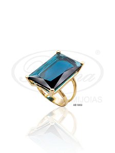 AB 1983 Anel Retangulo Azul 2,5x1,6CM BRUNA Semijoias