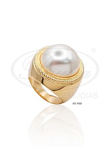 AB 1988 Anel Meia Pérola 1,8CM BRUNA Semijoias