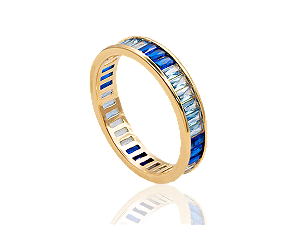 AB 1989 Anel Inteiro Filetado Azul Degradê BRUNA Semijóias