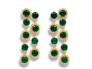 BB 3389 Brinco 2 Fileiras Zirconia Verde Cravejado na Volta BRUNA Semijoias