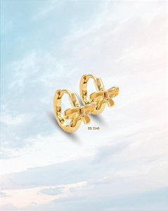 BB 3349 Brinco Argola 1,5cm Com Laço Liso BRUNA Semijoias