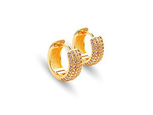 BB 3346 Brinco Cravejado Na Frente 1,4CM BRUNA Semijoias