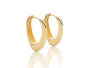 BB 3381 Brinco Argola Lisa em V 3cm BRUNA Semijoias