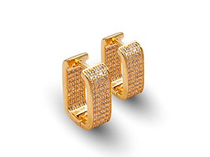 BB 3368 Brinco Argola Retangular Larga Cravejada Dentro/Fora (1,8x1,8x7mm)BRUNA Semi Jóias