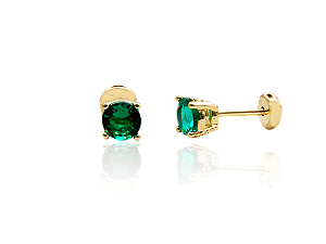 BB 3392 Brinco Pedrinha Verde Tarraxa Baby 4mm BRUNA Semijoias