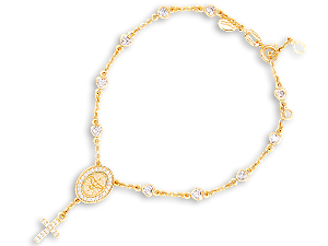 BP 0538 Pulseira Terço Zirconias Coração 18 P/ 20cm BRUNA Semijoias