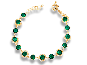 BP 0539 Pulseira Cristais Verde Trabalhado e Cravejado 18 P/ 20cm BRUNA Semijoias