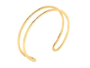 BP 0540 Bracelete Aberto Fio Duplo Liso 5,5cm BRUNA Semijoias