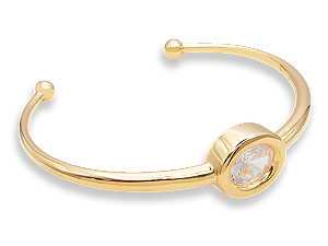 BP 0543 Bracelete Aberto Com Zirconia no Meio 6,0cm BRUNA Semijoias