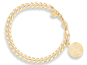BP 0544 Pulseira Grumet 5mm Com medalha de São Bento 1,5cm 18CM BRUNA Semijoias