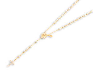 GB 0385 Gargantilha Terço Zirconias Coração 70cm BRUNA Semijoias