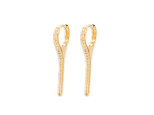 BB 3402 Brinco Palito Algema Pequeno 3,3cm Cravejado Zircônias BRUNA Semijóias