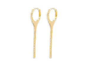 BB 3403 Brinco Palito Algema 5,5cm Cravejado Zircônias BRUNA Semijóias