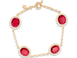 BP 0545 Pulseira 5 Pedras Oval Fúcsia(18mm)c/ Zircônias BRUNA Semijóias